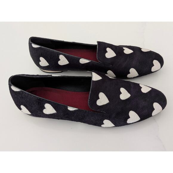 Burberry Prorsum Pony Hair Printed Loafers Hearts EU 39 US 9 Womens Luxury Shoes - Picture 3 of 10